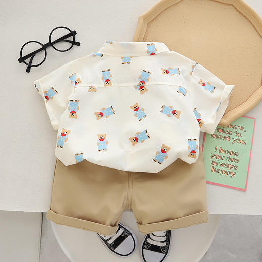 【帅气童装，今夏必入！】2024新款夏季童装套装 男童女宝宝夏装 衬衫两件套 韩版儿童短袖套装-QQ 商品图3