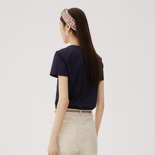 谜底印花T恤短袖女2024年夏季新款百搭休闲圆领修身上衣247MT5017 商品图2