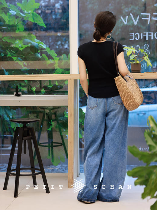 PETIT SCHAN小闪 CLO#510 comfort zone 我的舒适区 四季款土耳其进口靛蓝染色牛仔直筒裤 商品图4