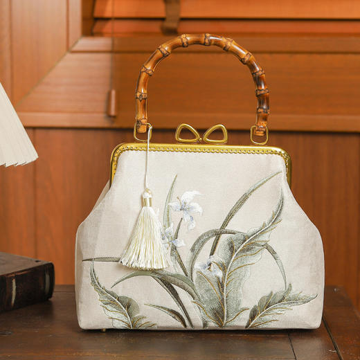 【竹风写意】绣花小方包手提包  古风旗袍宴会手提包QB-竹风写意 商品图1