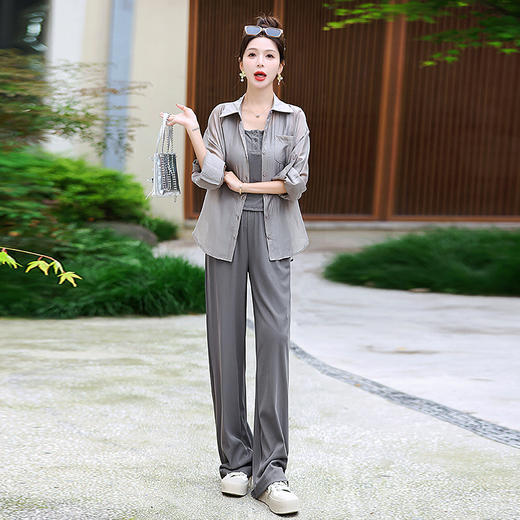 防晒衬衫背心裤子三件套，时尚休闲洋气减龄套装HR-YIZX86136 商品图3