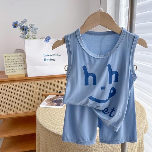 【39/2任选2套】夏款新品儿童背心短裤莫代尔薄款男童女童韩版印花打底无袖套装聚 商品图4