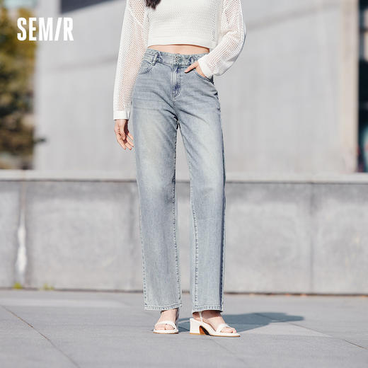 森柔牛仔|森马牛仔裤女凉感阔腿裤2024夏季新款高腰长裤 商品图1