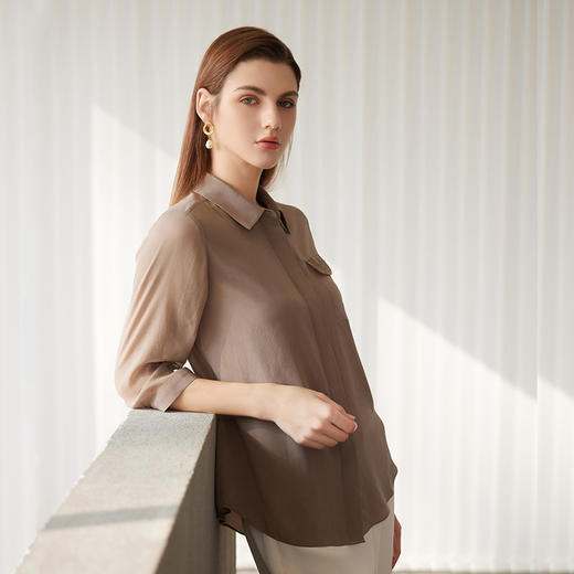 【七分袖桑蚕丝衬衫】24年春夏女士新品100%桑蚕丝超薄真丝上衣 商品图2