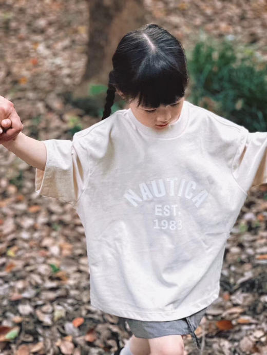 【双纱棉 可亲子】 2024夏季儿童全家亲子中性复古色圆领宽松立体硅胶字母短袖T 商品图10