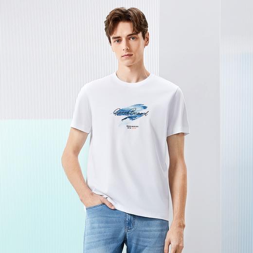 【5A抗菌2A防螨】柒牌男士纯棉短袖T恤夏季新款时尚字母印花上衣	126T71500 商品图1