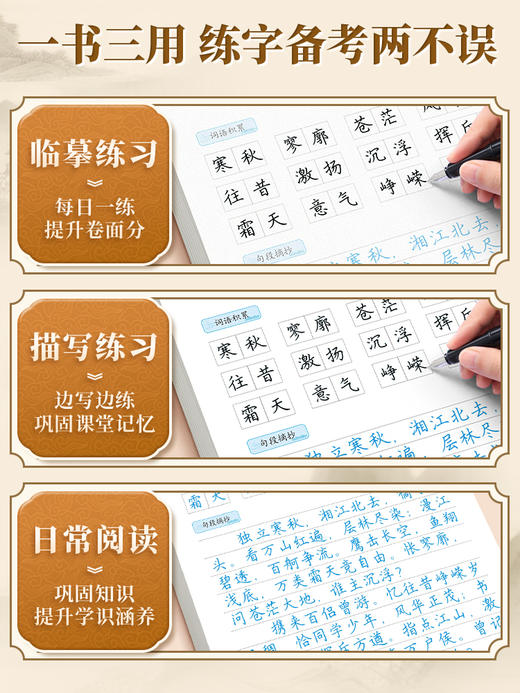高中必修语文同步练字帖楷书人教版语文同步专用字帖高中必背古诗文上册下册文言文正楷钢笔练字每日一练贴临摹初一练习练字本 商品图2