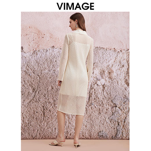 VIMAGE纬漫纪夏季新款气质浪漫度假网格钩花两件套衬衫连衣裙V2107734 商品图4