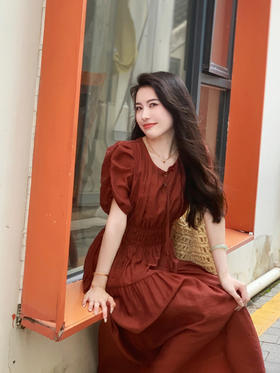 【百图lulu定制】【玄女连衣裙】福字 铭牌 高腰打揽 短袖 飘逸 古风连衣裙