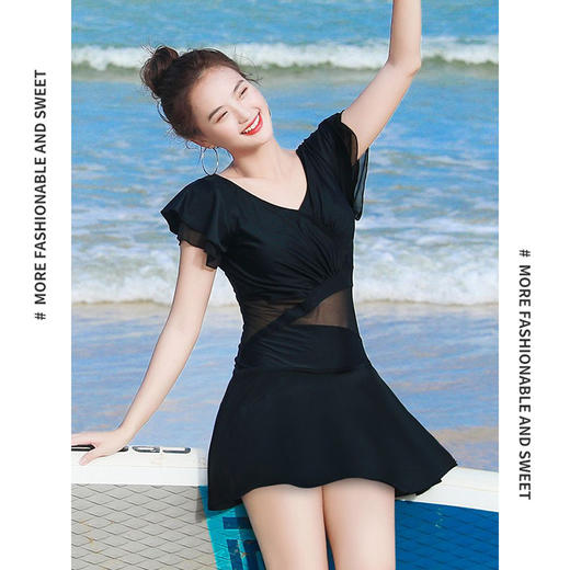 【巴比泳衣】2024新款泳衣女保守仙女范遮肚显瘦连体温泉夏季时尚保守裙式泳装 商品图5