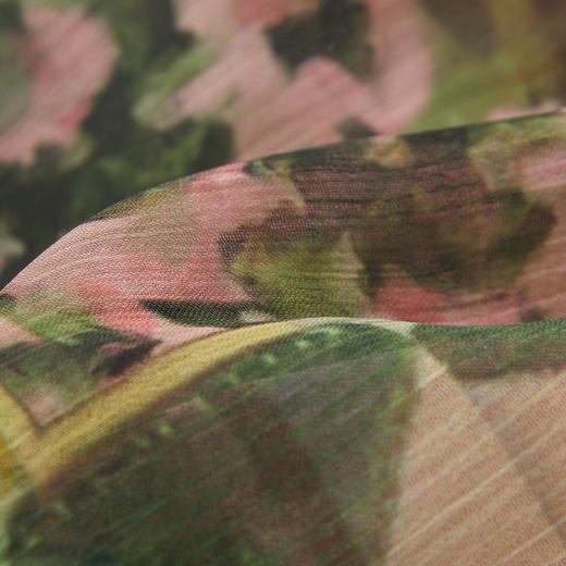 谜底印花连衣裙短袖女2024夏季款复古田园风长裙配腰带247ML5010 商品图3