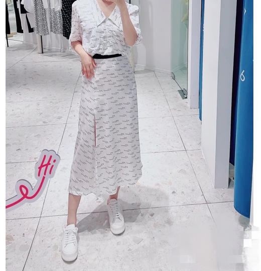 【商场同款】麦檬夏开叉中长款半身裙4E6241221 商品图0