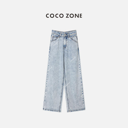 COCO ZONE 通勤风复古洗水感休闲牛仔裤柔软舒适裤子 23C19018 商品图0