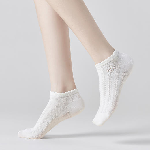 刺绣短筒小白袜无骨精梳棉袜船袜【2412203/5/6】 商品图1