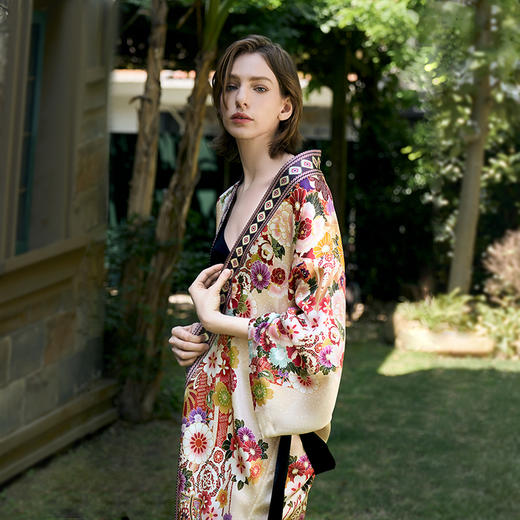 Solo seta重磅真丝日系风睡袍女桑蚕丝睡衣套装可外穿家居服秋冬 商品图1