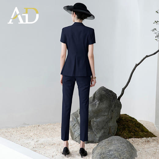 AD高端灰色职业装女西装套装2024夏季短袖双排扣西装公务员工作服 商品图9