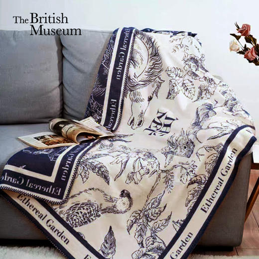 大都会艺术博物馆欧式中国风艺术双面提花锁边羊毛空调毯毛毯 商品图0