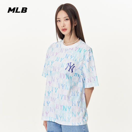 MLB男女情侣渐变满印T恤老花运动短袖休闲23夏季新款3ATSM2033 商品图1