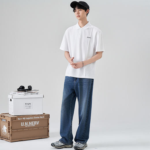 西遇翻领POLO衫男夏季新款绣花设计感凉感科技珠地面料上衣11745778 商品图1