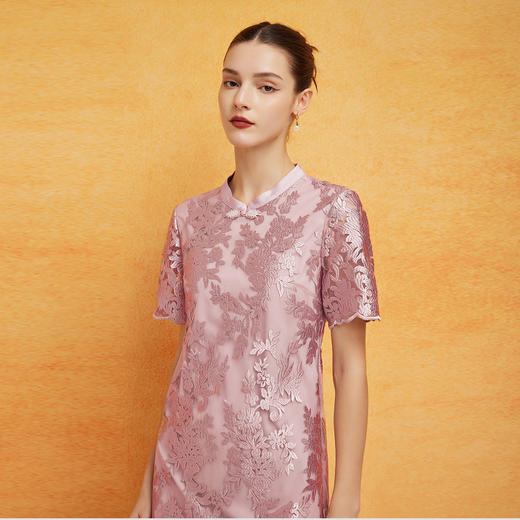 PF8C8斯尔丽2024夏季经典蕾丝国风典雅浪漫高级感改良旗袍领连衣裙 商品图2