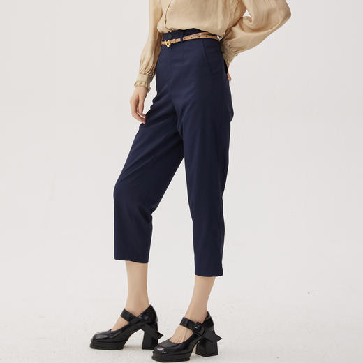 谜底纯色休闲裤女2024夏款通勤风百搭宽松萝卜裤九分裤247MK5301 商品图1
