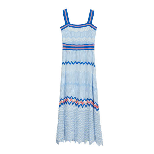 谜底吊带连衣裙2024年夏季新品文艺度假风条纹针织长裙242MZ0887 商品图4