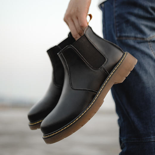 马登工装 英伦风切尔西靴中帮休闲男鞋马丁靴黑色高帮皮鞋短靴潮 商品图4