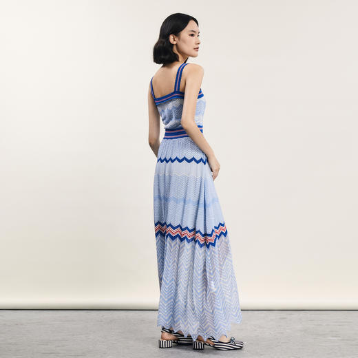 谜底吊带连衣裙2024年夏季新品文艺度假风条纹针织长裙242MZ0887 商品图2