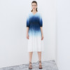 EITIE爱特爱秋季新款时尚个性渐变色收腰百褶连衣裙女7507201 商品缩略图1
