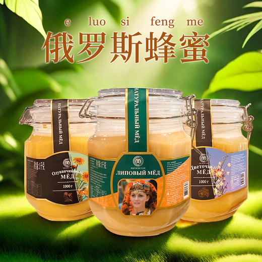俄罗斯进口蜜风港牌椴树I 杂花I 蒲公英杂花蜂蜜1kg 商品图0