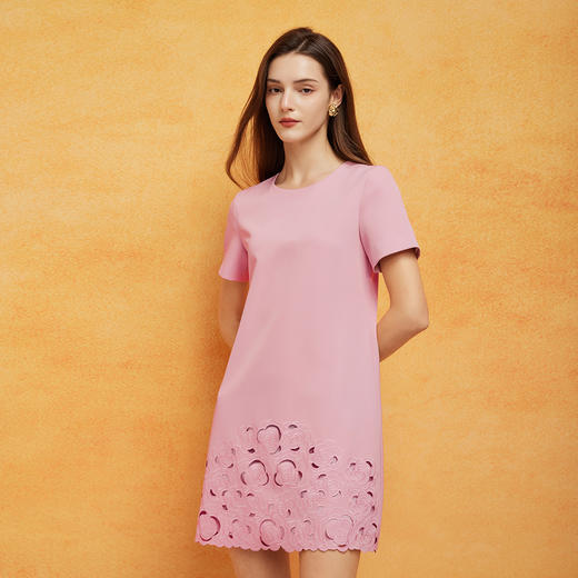 PF8C9斯尔丽24夏季新款韩版下摆绣花镂空收腰显瘦时尚减龄小礼服连衣裙 商品图2