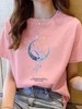 【精选新疆50s高支长绒棉·舒适透气】宽松纯棉短袖t恤女士夏装新款漂亮上衣设计感印花卫衣女圆领春秋 商品缩略图2