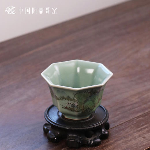 问鼎哥窑豆青八方杯（青绿山水）（缺货） 商品图1