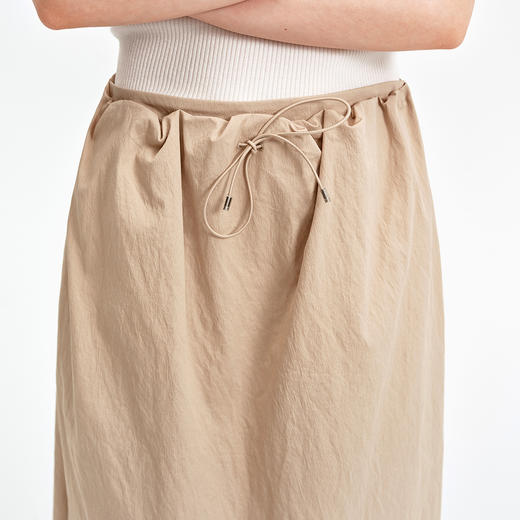 SELFWHO半身裙女夏2024新款设计感抽绳休闲高腰显瘦包臀直筒裙子 商品图3