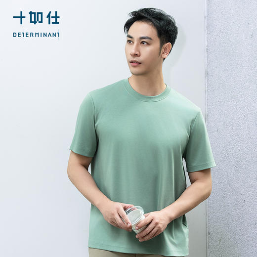 十如仕100%新疆长绒棉拒水拒油拒污黑科技柔软透气圆领短袖T恤-T17-01 商品图6