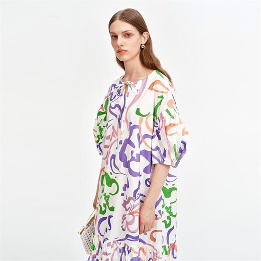 SELFWHO手绘印花纯棉连衣裙女夏季2024新款小众设计宽松长款裙子 商品图3