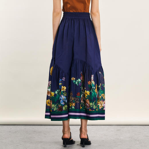 谜底半身裙2024夏季新品复古风原创印花A型大摆裙长半裙242MB0529 商品图2