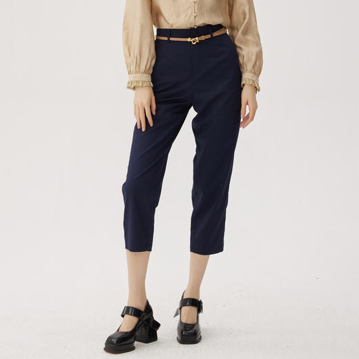 谜底纯色休闲裤女2024夏款通勤风百搭宽松萝卜裤九分裤247MK5301 商品图0