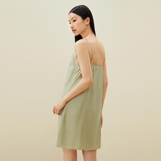 金三塔100%桑蚕丝V领蕾丝睡裙女真丝吊带裙性感打底内搭   YSF7B305（限价款） 商品图3