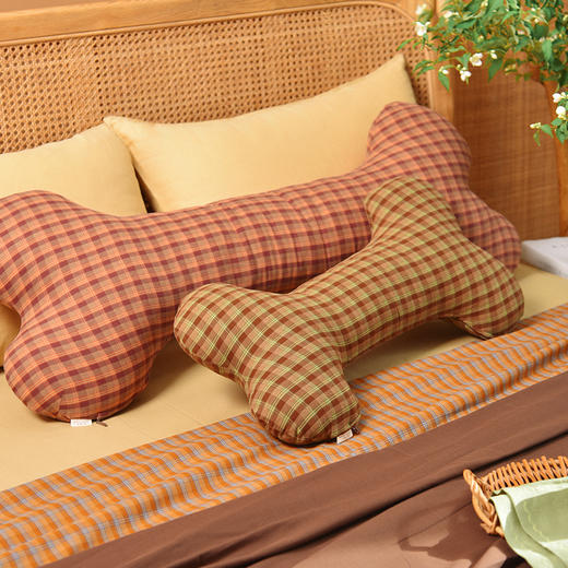 复古格纹系列小骨头抱枕长条抱枕夹腿抱睡公仔玩偶 商品图2