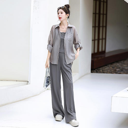 防晒衬衫背心裤子三件套，时尚休闲洋气减龄套装HR-YIZX86136 商品图1