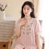 -松植屋《花蔓》女士短袖长裤套装日系刺绣2024夏季全棉纱布女款睡衣家居服 商品缩略图4