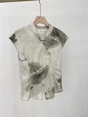 荷叶晕染新中式小衫