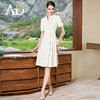 AD夏日蓝色连衣裙女高级感褶皱西装连身裙通勤职业装教师工作服 商品缩略图6