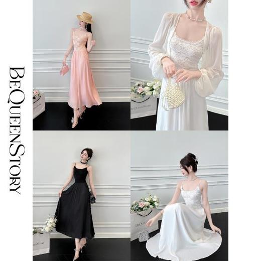 【大货捡漏，不退不换】  【灿若夏花】夏季透气弹力蕾丝A字吊带伞裙连衣裙 商品图0