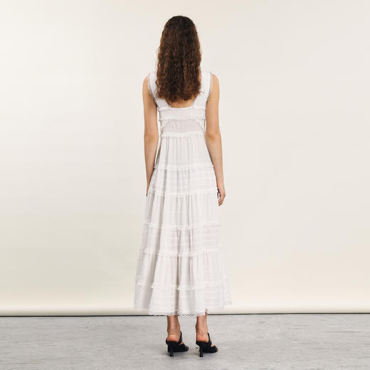 谜底高端连衣裙无袖2024年夏款复古风蕾丝拼接刺绣长裙242GL0630 商品图2