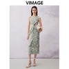 VIMAGE纬漫纪夏季新款印花圆领高级无袖扭结露腰显瘦连衣裙V2107742 商品缩略图0
