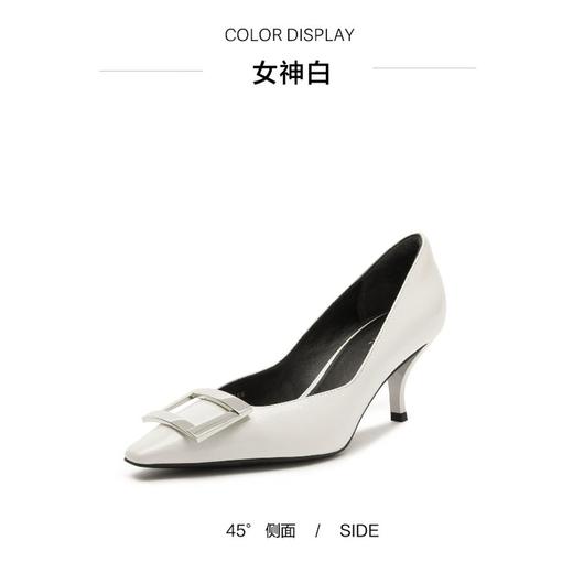 2楼思加图2024春缪斯奶油女皮鞋ET106 商品图3