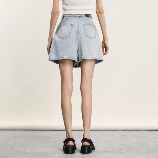 谜底牛仔短裤女2024年夏季新品复古学院风高腰百搭裙裤242MK0523 商品图2