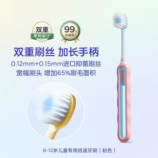 儿童专用宽幅薄刷头倍速牙刷🪥软毛换牙期 口腔清洁6-12岁  进kou 抑jun刷丝！外包软胶防滑易抓握  轻巧省力~ 商品图5